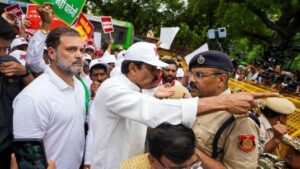 INDIA Bloc, Rahul Gandhi protest March to EC headquarters; Picture Source: mid-day